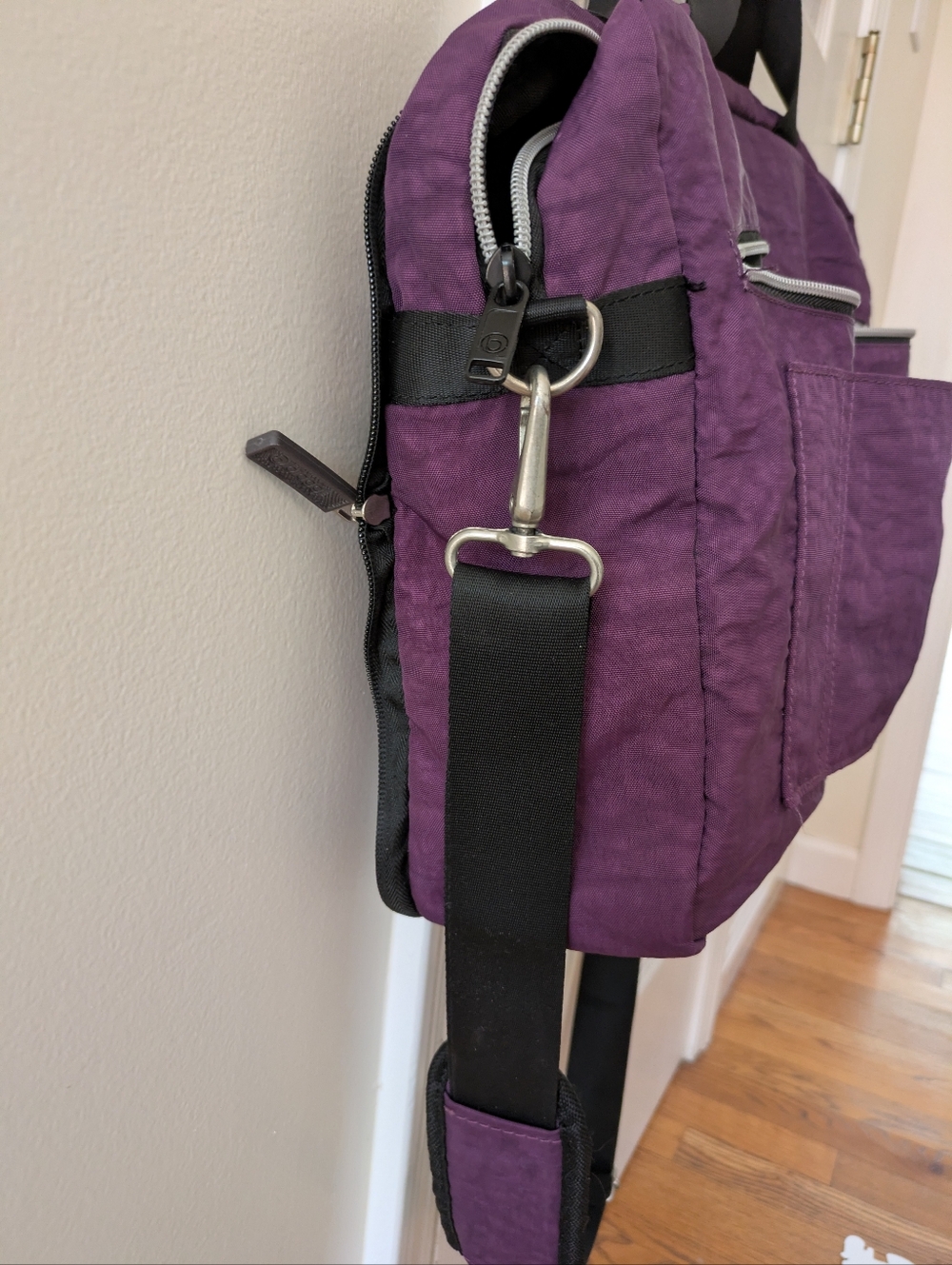 Biaggi Reversible Work Laptop Bag Purple/Black View 6